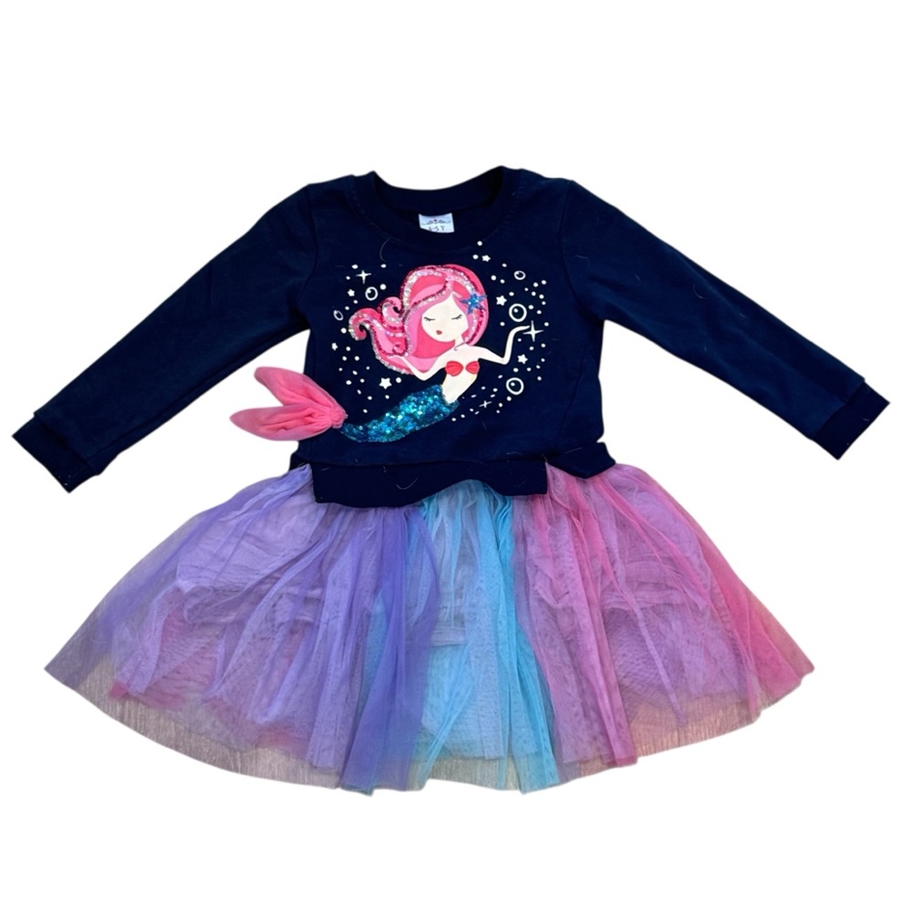 Toddler Girls' Mermaid Longsleeve Sweater Tulle Dress in Size 4-5 Y